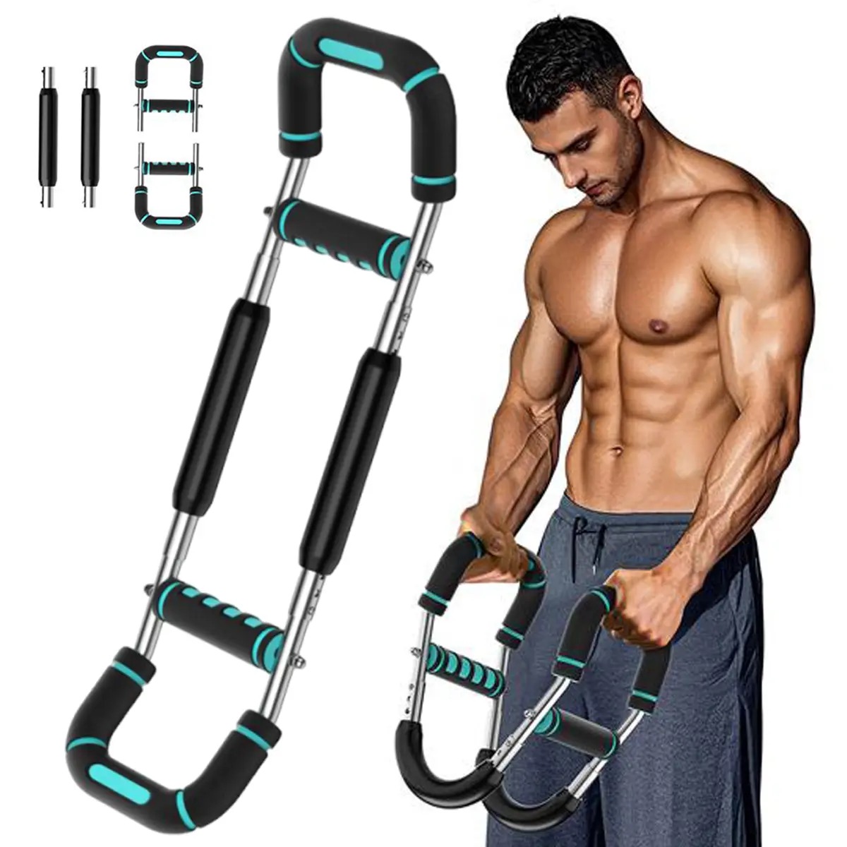 Adjustable Resistance Power Twister Bar for Men - Arm & Chest Workout, Upper Body Strength Trainer
